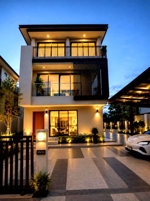 บ้านเดี่ยว เขตประเวศ : ขายด่วน!! บ้านหรู 3 ชั้น หมู่บ้าน AQ Arbor สวนหลวง ร.9–พัฒนาการ หลังริม 97 ตร.ว. พื้นที่ใหญ่สุดในโครงการ 