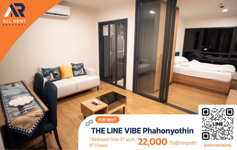 🔥 ปล่อยเช่าด่วน! THE LINE VIBE Phahonyothin 1 นอน 37 ตร.ม. ชั้น 9 อยู่สบาย ฟังก์ชันครบ ใกล้ BTS เดินทางเข้าเมืองสะดวก 