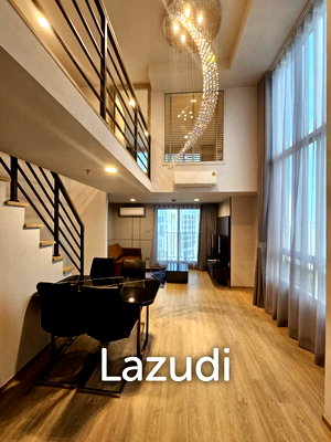 คอนโดให้เช่า : 59 sqm loft-style 2 bedroom condo on 23rd floor Culture Chula Si Phraya Bangkok