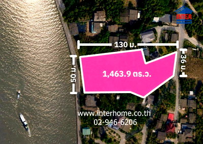 Land for sale Muang Pathum Thani Pathumthani : Land for sale by the Chao Phraya River. Riverside land located in Ban Mai Subdistrict, near Nonthaburi Bridge and close to Route 345.