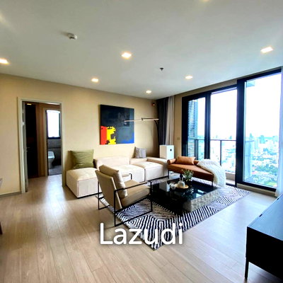 คอนโดให้เช่า : 108 sqm high-floor 3-bedroom condo at One 9 Five Asoke Rama 9 Huai Khwang