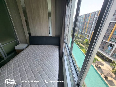 DCondo ดีคอนโด ชั้น6 ตึกB ------------วิวสระ + มีเครื่องซักผ้า------------Tel 097-049-5874 (Line: @choncondo มี@ด้วย)