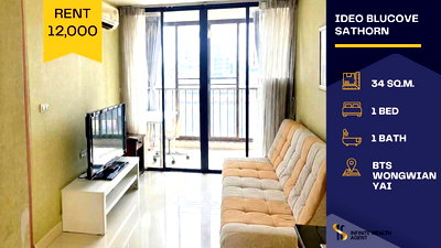 คอนโดให้เช่า : 🏙️ Ideo Blucove Sathorn 1Bed 34ตร.ม. ใกล้ BTS วงเวียนใหญ่ 🚇 ห้องรีโนเวทใหม่ พร้อมอยู่✨ เช่า 12,000.- 💖