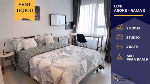✨ Newly renovated room at Life Asoke-Rama 9 🌆 High floor, unblocked view, only 300m to MRT Rama 9 🚆 Ready 25/5/26