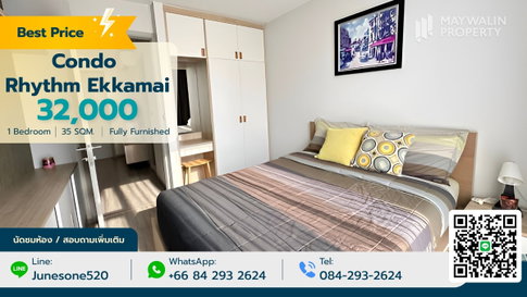 ✨✅ ให้เช่า Condo Rhythm Ekkamai  |  32,000 บาท | 1 ห้องนอน 30 ตร.ม.📲 📲 Line : 0842932624 / Junesone520