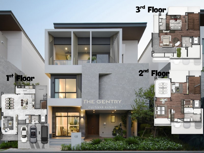 Houses for sale : THE GENTRY CULTIVAR RAMA 9, single house, Krungthep Kreetha, near international schools