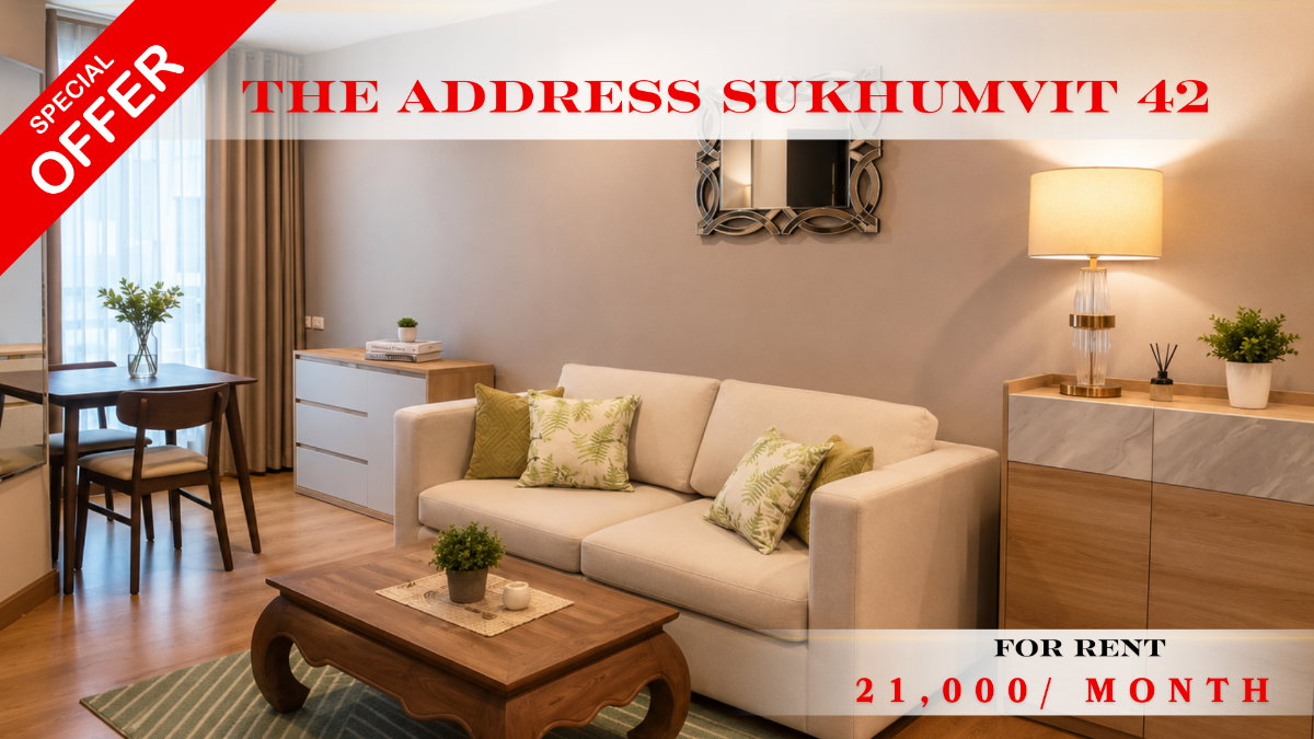 รูป 🍀🍀 Fully furnished💝 ให้เช่า📌 ดิ แอดเดรส สุขุมวิท 42(Line:@rent2022)BTS เอกมัย✨พร้อมเข้าอยู่🔖A05441 - รูปที่ 1/9