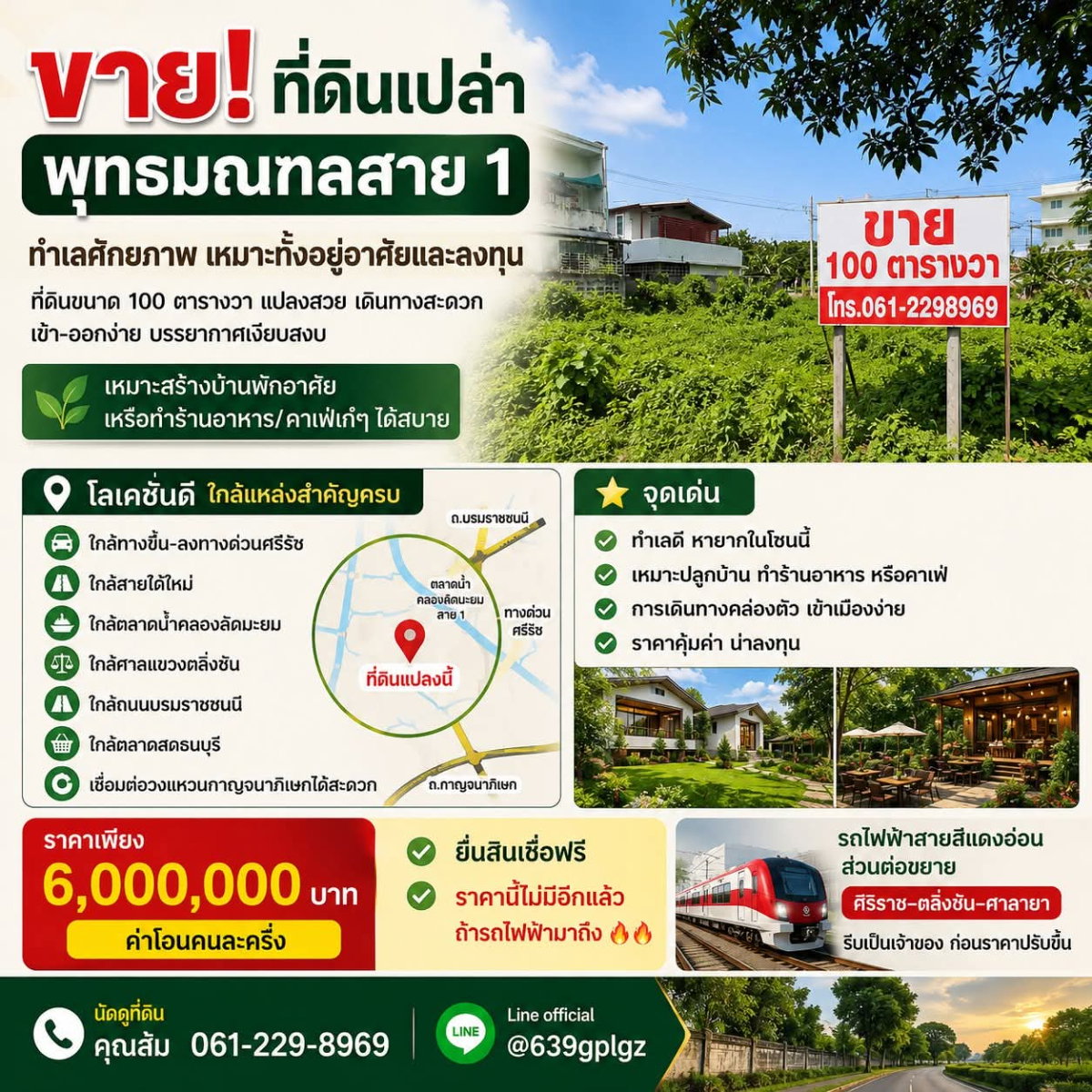 ขายที่ดินเปล่า พุทธมณฑลสาย1 ใกล้สายใต้ใหม่