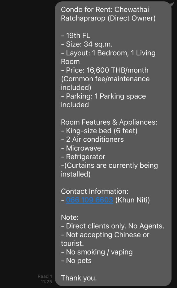 picture Condo for Rent: Chewathai Ratchaprarop (Direct Owner)  19th FL , 34 sq.m. - 19/21
