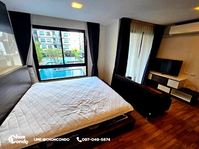 เช่าคอนโด ตลาดหนองมน : Living Avenue ตึกA ชั้น2 บางแสน ---------วิวสระ-------ห้องว่าง 06 มิ.ย. 2569-------Tel 097-049-5874 (Line: @choncondo มี@ด้วย)