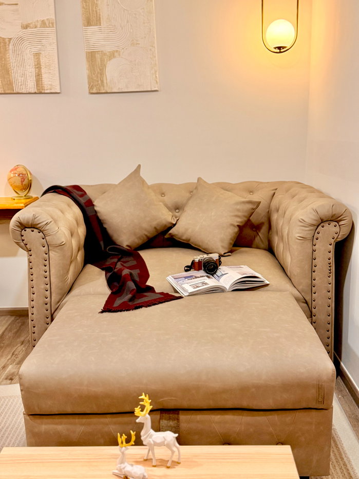 รูป ห้องใหม่พร้อมอยู่✨ ตกแต่งสไตล์ Nordic Cozy มาพร้อม Sofa bed Chesterfield และแสง warm light | Kave Embryo คลอง 6 - รูปที่ 7/20