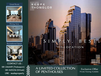 Condos for sale : Scope Thonglor A full-floor residence concept delivering the feeling of a private urban mansion.