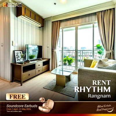 คอนโดให้เช่า : เช่าคอนโด ⚡ RHYTHM Rangnam 2นอน 57ตร.ม. 36k💎 ห้องสวย เฟอร์ครบ ใกล้ BTS อนุสาวรีย์ 