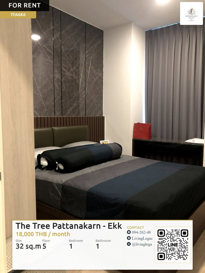 รูป เช่าด่วน! The Tree Pattanakarn - Ekkamai | 1 นอน 32 ตร.ม. ชั้น 5 | ใกล้ ARL 220 ม. | 18,000 บาท/เดือน - รูปที่ 1/6