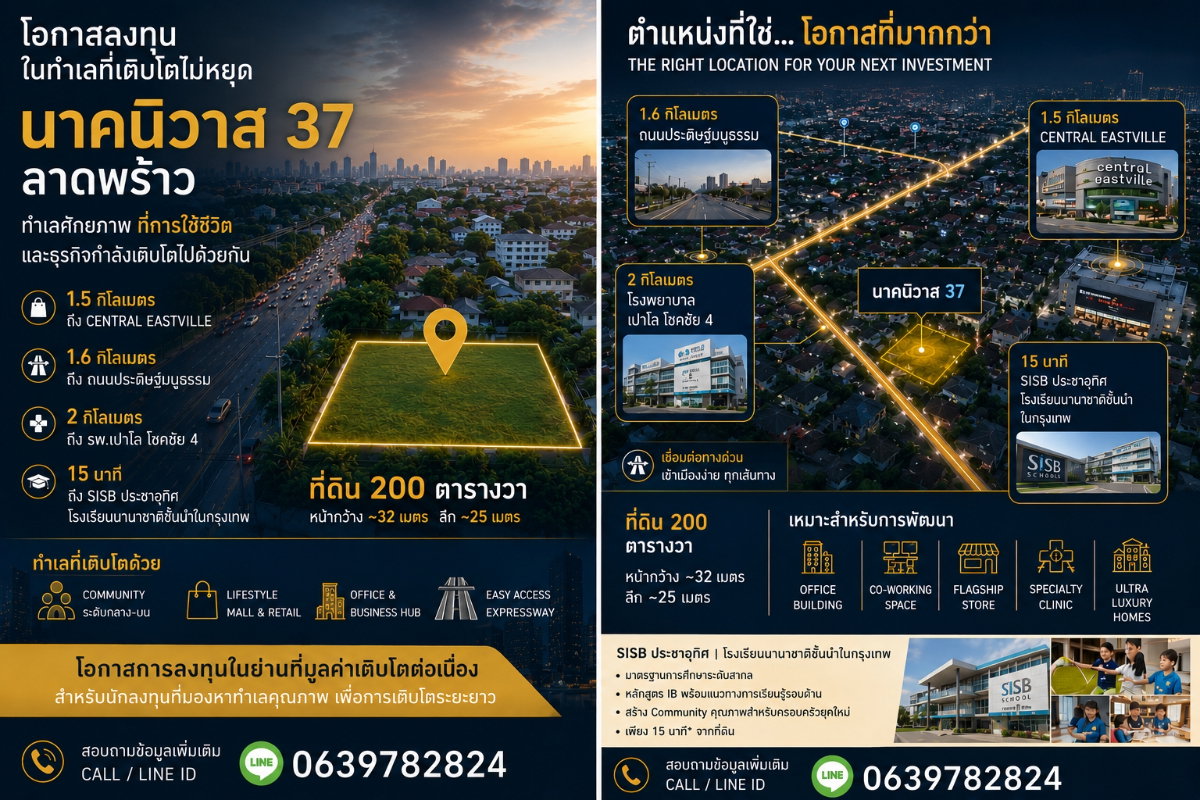 รูป ขายที่ดิน ซอยนาคนิวาส 37 แขวงลาดพร้าว เขตลาดพร้าว เนื้อที่ 200 ตารางวา - รูปที่ 1/1