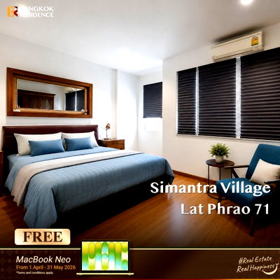 Townhouses for sale Bangkok : 🌟 3-Storey Townhome for Sale at Simantra Village, Lat Phrao 71,Fully Furnished with Stylish Built-in Kitchen Near MRT Chok Chai 4 (Yellow Line) ✨