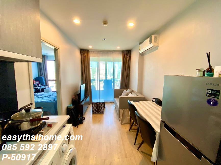 รูป P-50917 — ให้เช่าคอนโด Ideo Sathorn - Thaphra ใกล้ BTS โพธิ์นิมิตร ชั้น 24 ห้อง 1 นอน 1 น้ำ เฟอร์ครบ มีเครื่องซักผ้า 085-592-2897 Line: @easythaihome - รูปที่ 3/5