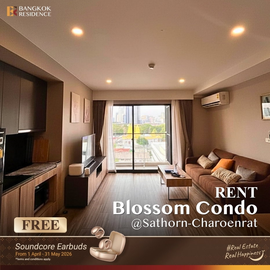 รูป เช่าคอนโด 🌃 Blossom Condo@Sathorn-Charoenrat 2นอน 62ตร.ม. 30k ✨ ยูนิตใหม่ สภาพดี ใกล้ BTS สุรศักดิ์ - รูปที่ 1/7
