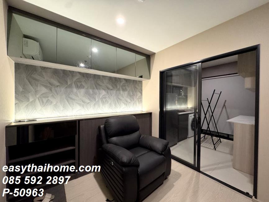 รูป P-50963 — ให้เช่าคอนโด Elio Del Nest Udomsuk ใกล้ BTS อุดมสุข ชั้น 14 ห้อง 1 นอน 1 น้ำ เฟอร์ครบ มีเครื่องซักผ้า 085-592-2897 Line: @easythaihome - รูปที่ 7/11