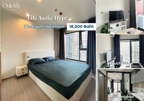Life Asoke Hype | Price 18,000 THB | Beautiful room, great location, fully furnished, ready to move in.