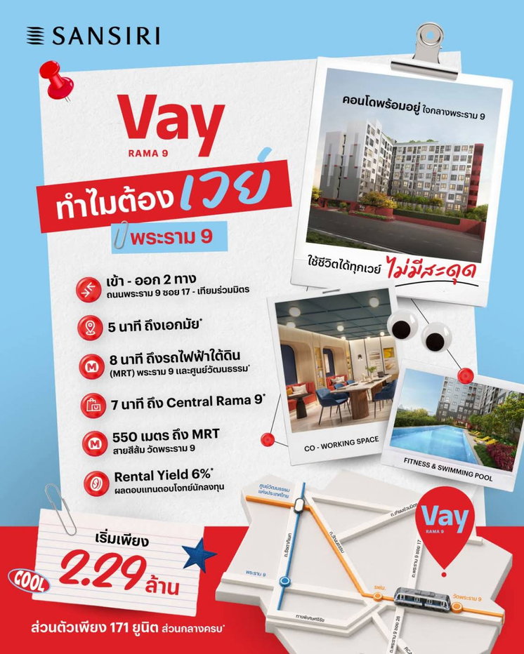 รูป 🧡 ที่สุดของความคุ้มค่าใจกลางเมือง! VAY Rama 9 คอนโดพร้อมอยู่แต่งครบ จองรอบพรีเซลล์ดีที่สุดชัวร์ 20–21 มิ.ย. นี้เท่านั้น!📞 โทร. 065-449-6399 - รูปที่ 1/5