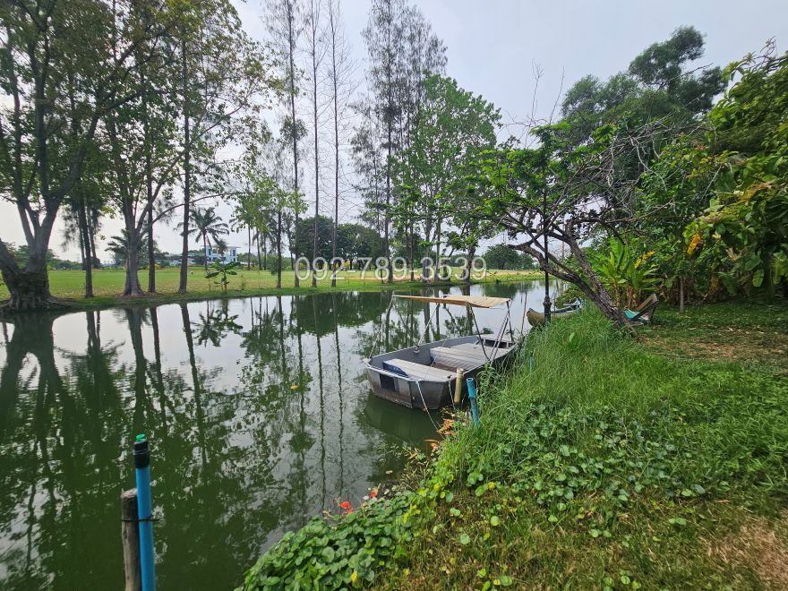 รูป ขายบ้านเดี่ยว 3 ชั้น หมู่บ้านเมืองเอก โครงการ 4 หน้าบ้านติดน้ำ วิวสนามกอล์ฟวิสต้า  ระเบียงและสวนรอบบ้าน บรรยากาศร่มรื่น - รูปที่ 2/15
