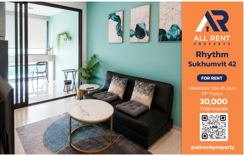 🔥 Urgent rental! Rhythm Sukhumvit 42, large unit, near BTS Ekkamai, convenient transportation, 10th floor, only 30,000 THB/month.