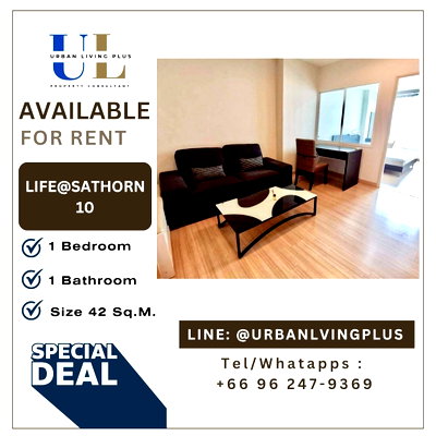 Condos for rent Shrewsbury International School : ( UL2605261 ) Tel/Line 096-2479369 ✨FOR RENT LIFE @SATHORN SOI 10 1 bedroom , 1 bathroom , Size 42 Sq.M. Nice room , Ready to move in 💥💥