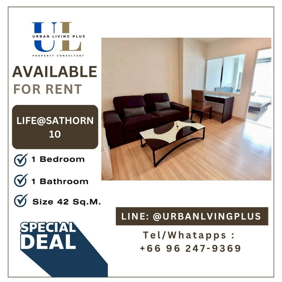 รูป ( UL2605261 ) Tel/Line 096-2479369 ✨ให้เช่า LIFE @SATHORN10 Condo , 1 ห้องนอน, 1 ห้องน้ำ, ขนาด 42 ตร.ม. ห้องสวย , ราคาพิเศษ!! - รูปที่ 1/8
