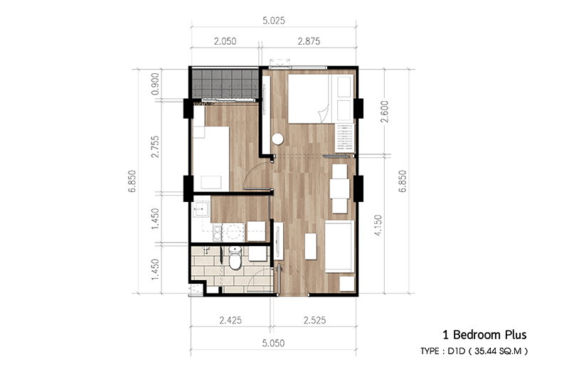 รูป ขายด่วน Atmoz ลาดพร้าว 15 type: One Bedroom Plus (35.44sq.m) 3.49ล้าน ราคาต่อรองได้ - รูปที่ 8/8