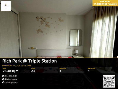 Condos for rent : For Rent: Rich Park @ Triple Station | 1 Bed | 26.4 sq.m. | 11,000 THB/mo