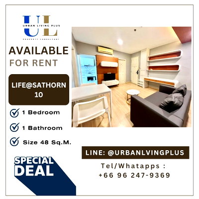 Condos for rent Shrewsbury International School : ( UL2605262 ) Tel/Line 096-2479369 ✨FOR RENT LIFE @SATHORN SOI 10 1 bedroom , 1 bathroom , Size 48 Sq.M. Nice room , Ready to move in 💥💥
