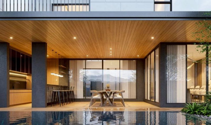 รูป บ้านพร้อมสระว่ายน้ำในตัว บ้านหลังใหญ่บ้านสไตร์ Modern Contemporsry เรียบหรูโปร่งโล่ง ใกล้สนามบิน #C8MG100736 - รูปที่ 4/19