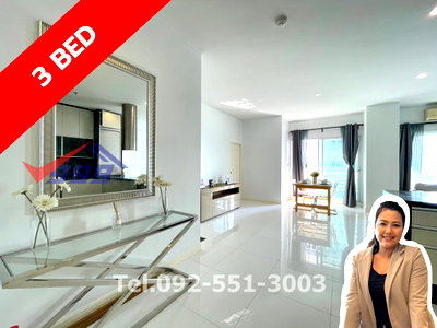 Condos for rent Ramkhamhaeng Hospital : For rent Corner condo, 3 bedroom, corner room