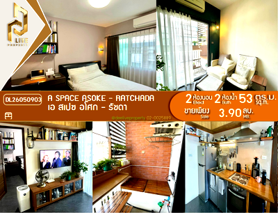 Condos for sale : DL26050903 Condo for sale, A Space Asoke - Ratchada near MRT พระราม 9, ready to move in, call urgently 0614453194 LineID @952jdxxk