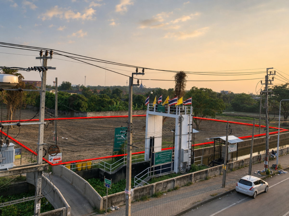 รูป ขายที่ดินแปลงสวยเชิงสะพานพระราม 5 ติดถนนใหญ่ เข้า-ออกสะดวก ขนาด 2 ไร่ ราคาสุดคุ้ม  - รูปที่ 2/6