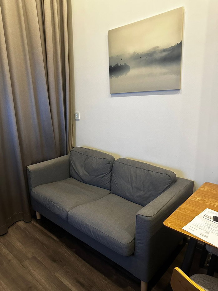 picture Condo for RENT : Knightsbridge Space Rama 9  𝐒𝐢𝐳𝐞 : 50 sqm.  𝐓𝐲𝐩𝐞 : Duo space 2 Bed 1 Bath / City View  𝐅𝐥𝐨𝐨𝐫 : 10th - 5/9