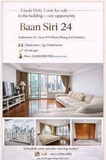 Urgent Sale rare Find 3 Bedroom at Baan Siri 24