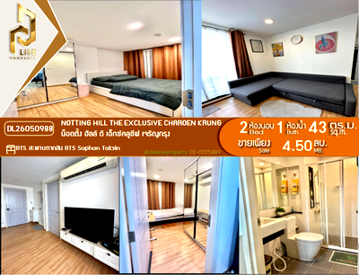 Condos for sale : DL26050988 Condo for sale, Notting Hill The Exclusive Charoen Krung near BTS Saphan Taksin, ready to move in, call urgently 0614453194 LineID @952jdxxk