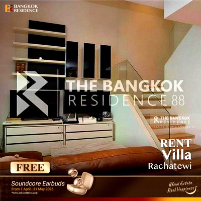 Condos for rent : Rent Condo ⭐ Villa Rachatewi, 1BR 80sqm 32K 🌠 High floor, fully furnished near BTS Ratchathewi 