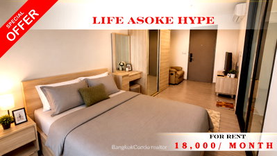 Condos for rent : 💝🚆 Fully Furnished For Rent 📌 Life Asoke Hype  (Line: @rent2022) | Near BTS Asoke  ✨  Ready to move in | Great price! ✨ 📌 Ref Code: A08024