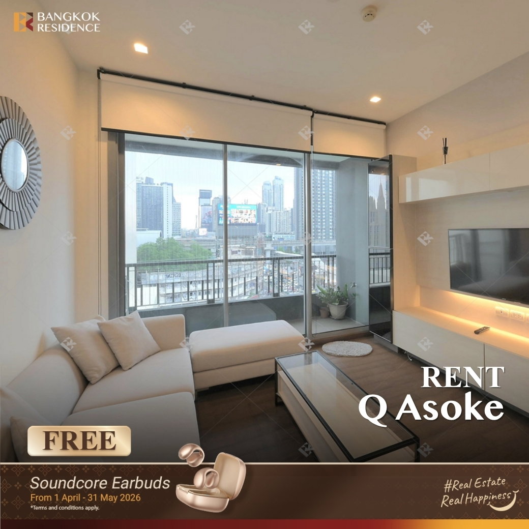 เช่าคอนโด 🎯Q Asoke 2นอน 65ตรม 42K ⭐ ยูนิตสวย เฟอร์ครบ ใกล้ MRT เพชรบุรี  