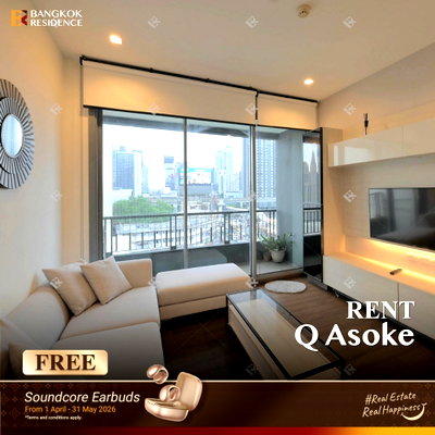 คอนโดให้เช่า : เช่าคอนโด 🎯Q Asoke 2นอน 65ตรม 42K ⭐ ยูนิตสวย เฟอร์ครบ ใกล้ MRT เพชรบุรี  