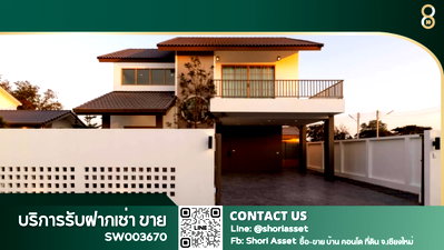 Houses for sale Doi Saket Chiang Mai  : Brand-new pool villa for sale in Lanna Lake View Project, Doi Saket, Chiang Mai. Two-storey Japanese-style house, fully furnished .-SW003670