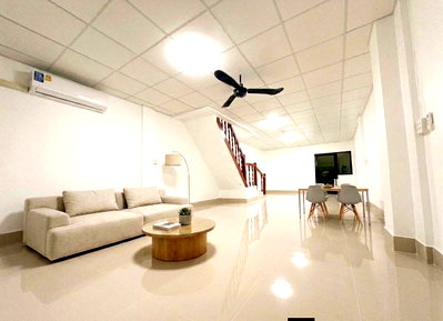 Houses for rent Central Plaza Bang Na : Newly Renovated 2-Storey Townhome in Sukhumvit 101/1, fully furnished — Only 25,000 THB/month