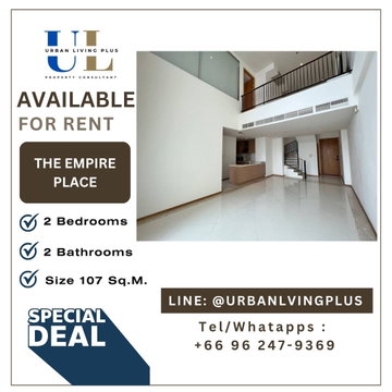 ( UL2605301 )✨Tel/Line 096-2479369✨, FOR RENT THE EMPIRE PLACE 2 bedroom 2 bathroom Size 107 Sq.M. Rare Item, Duplex room✨