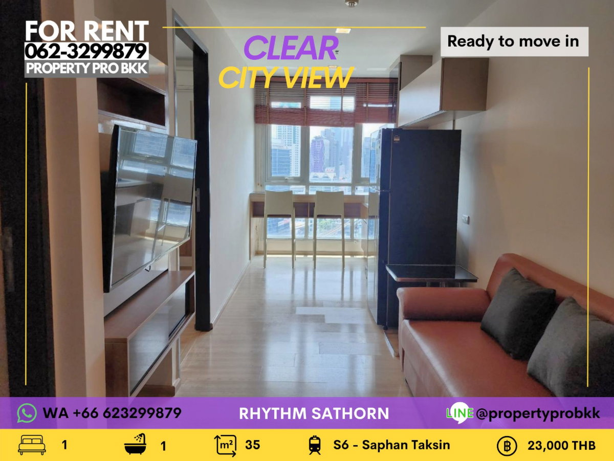 รูป 🔥 ปล่อยเช่าด่วน! Rhythm Sathorn (ริธึ่ม สาทร) ชั้น 25+ วิวเมืองสวยสะกดตา ใกล้ BTS สะพานตากสิน - รูปที่ 1/14