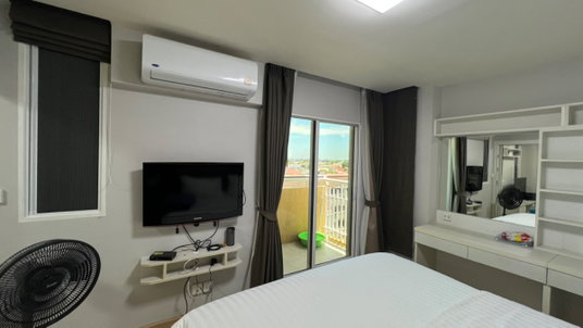 Sale M Society Condo, Muang Thong Thani, Bldg A, 7th fl, 31 sq m, 1 bed, 1 bath, fully furnished, 2 air cond, lake view.