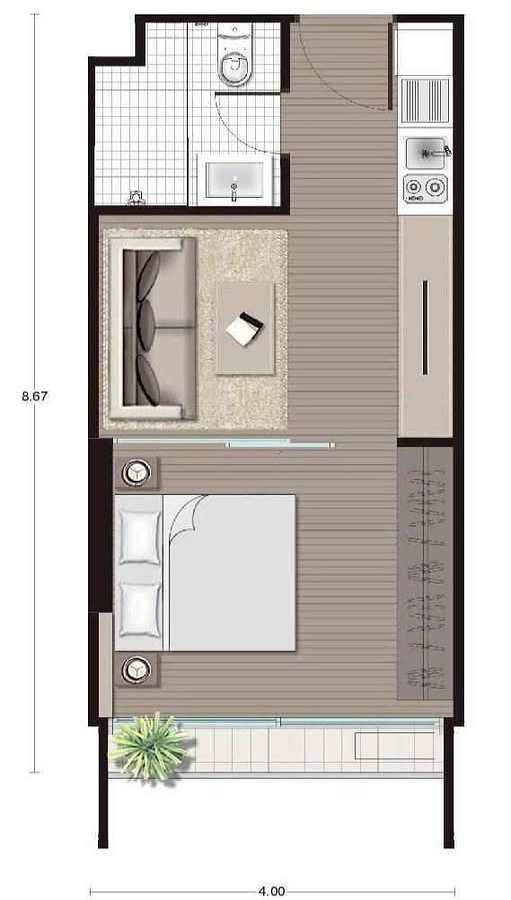 รูป ห้องชั้น 19 1 ห้องนอน 34 ตร.ม. โนเบิล รีโว สีลม ใกล้ BTS สถานีสุรศักดิ์ (200 ม.) (ID 2953355) - รูปที่ 8/10