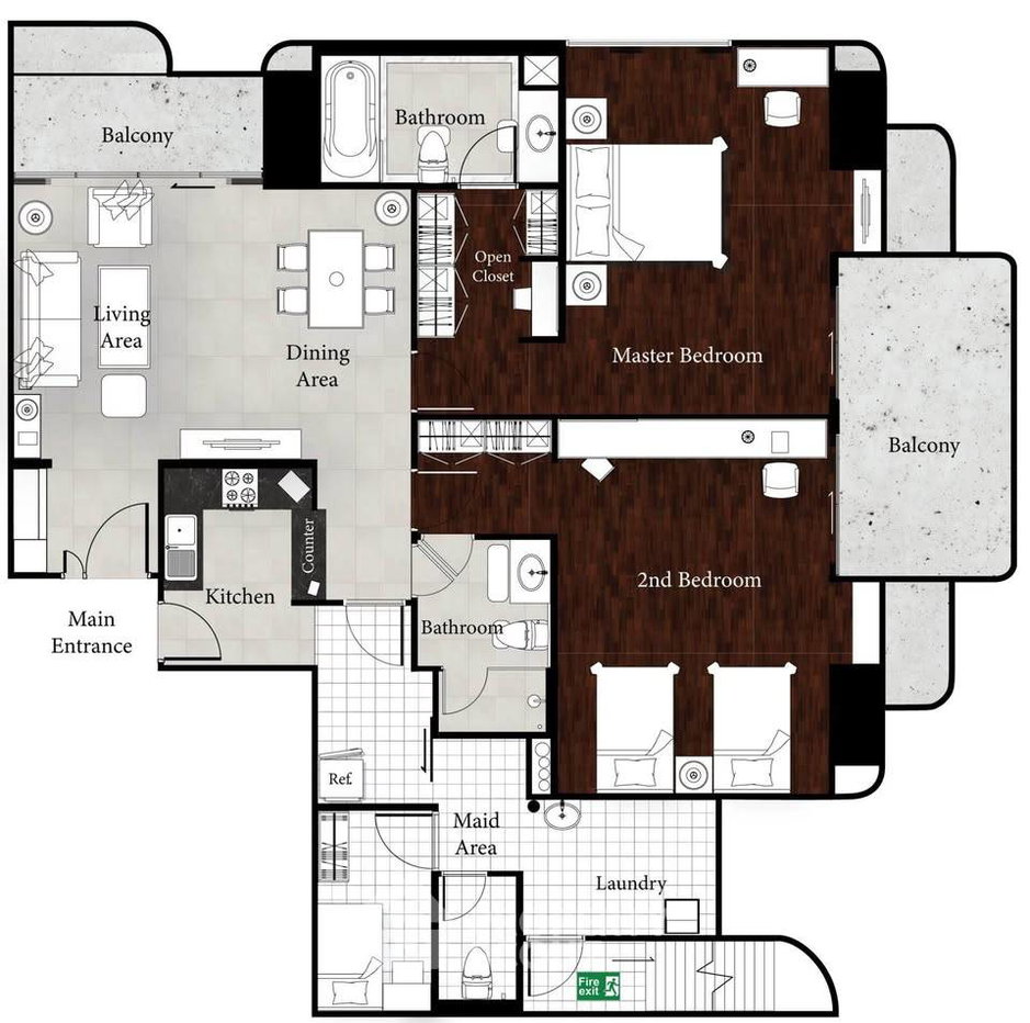 รูป คอนโด 2-ห้องนอน ที่ ปิยะทิพย์ เพลซ ใกล้ BTS พร้อมพงษ์ (ID 2342349) - รูปที่ 5/5